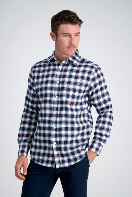 Windowpane Check Plaid Shirt, Navy view# 1