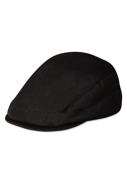 Side Seamed Flat Cap, Black