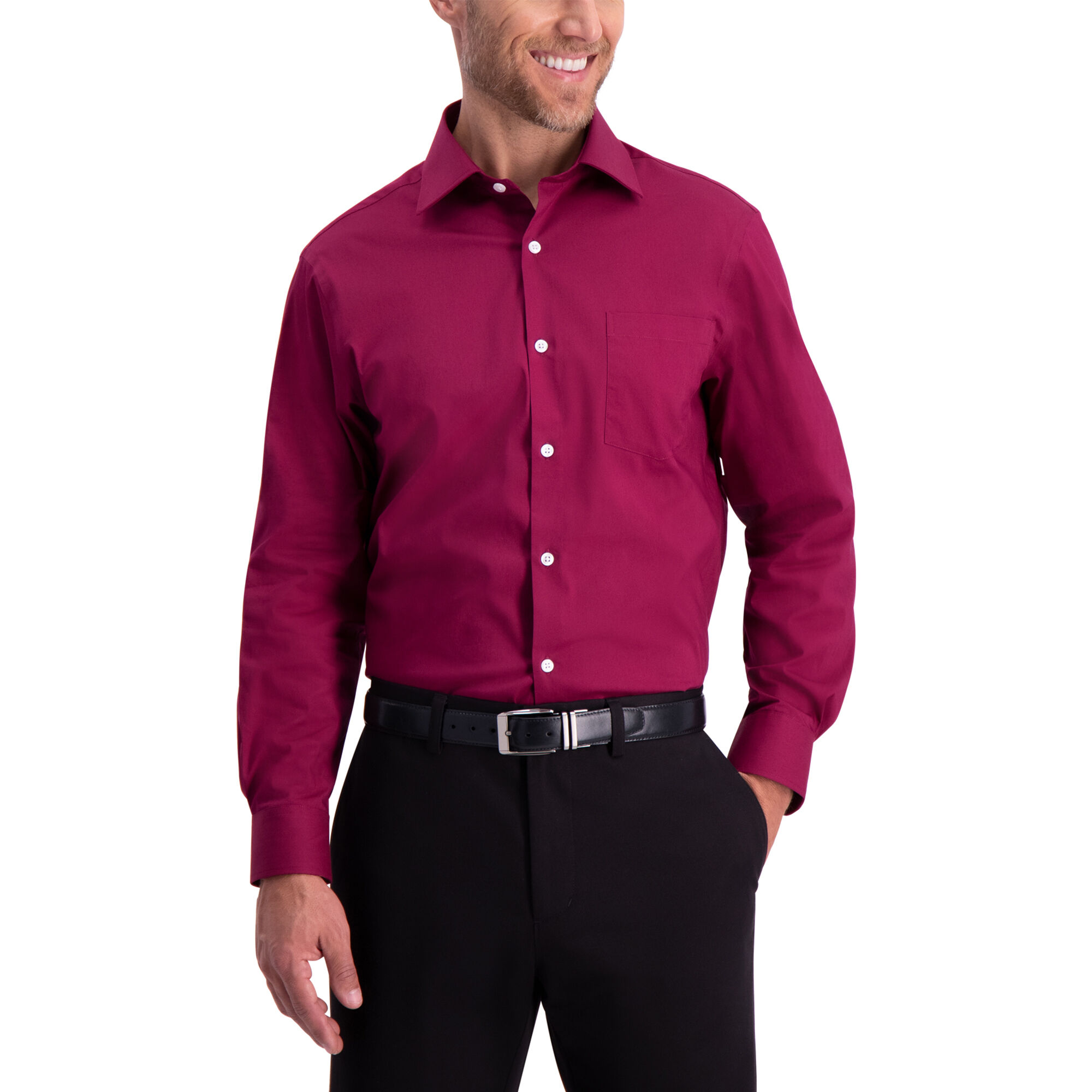 Haggar Premium Comfort Dress Shirt Red (HAG001HCS806 Clothing Shirts & Tops) photo