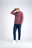 Long Sleeve Pique Shirt - Geo Ditsy, Heather Burgundy view# 4