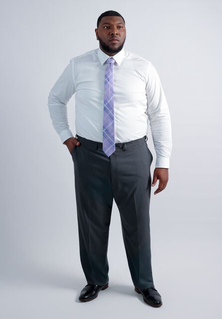 Big &amp; Tall Premium Comfort Tonal Plaid Dress Pant, Black / Charcoal