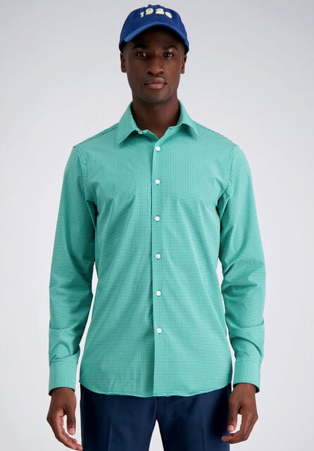 Smart Wash&trade; Dress Shirt - Green Check, Green