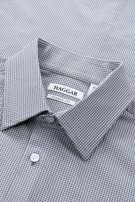 Smart Wash&reg; Dress Shirt - Grey Check, Grey view# 4