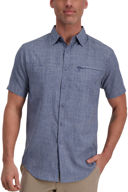 Solid Short Sleeved Shirt, Navy view# 1