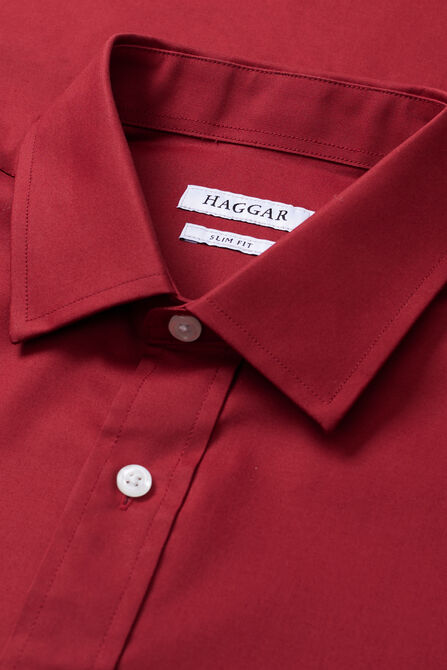 Premium Comfort Dress Shirt - Red Solid, Red view# 4