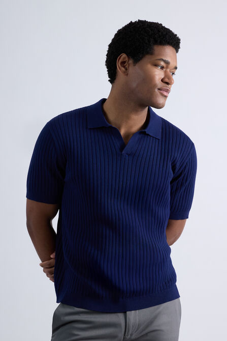 Johnny Collar Ribbed Sweater, Glacier Blue view# 1