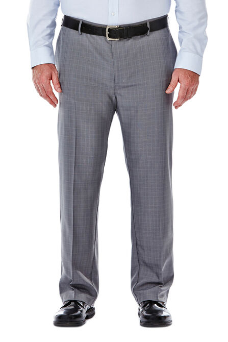 Big &amp; Tall Performance Microfiber Slacks - Micro Plaid, Light Grey view# 1