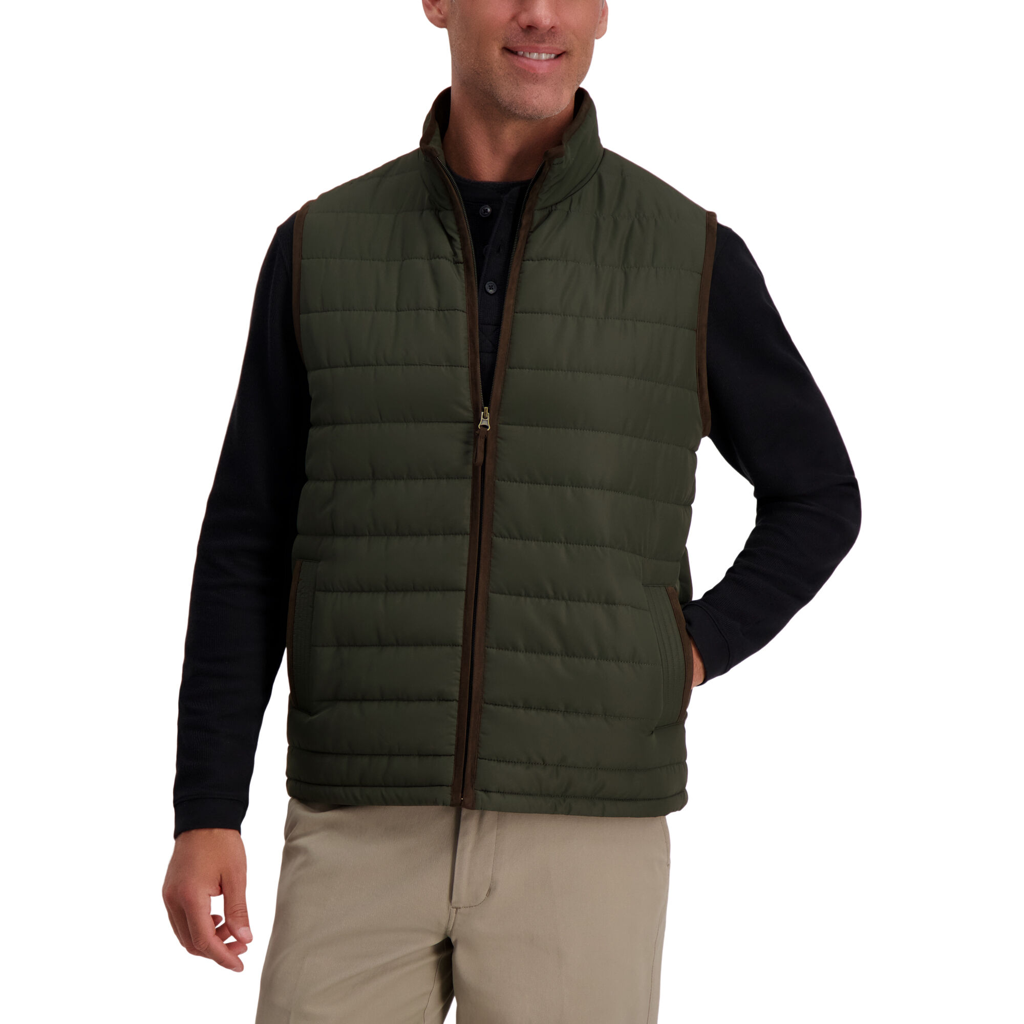 Haggar Channel Puffer Vest Taupe (HGHF9G4034) photo