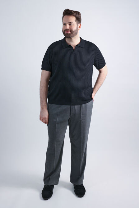 Big &amp; Tall Johnny Collar Ribbed Sweater, Black view# 3