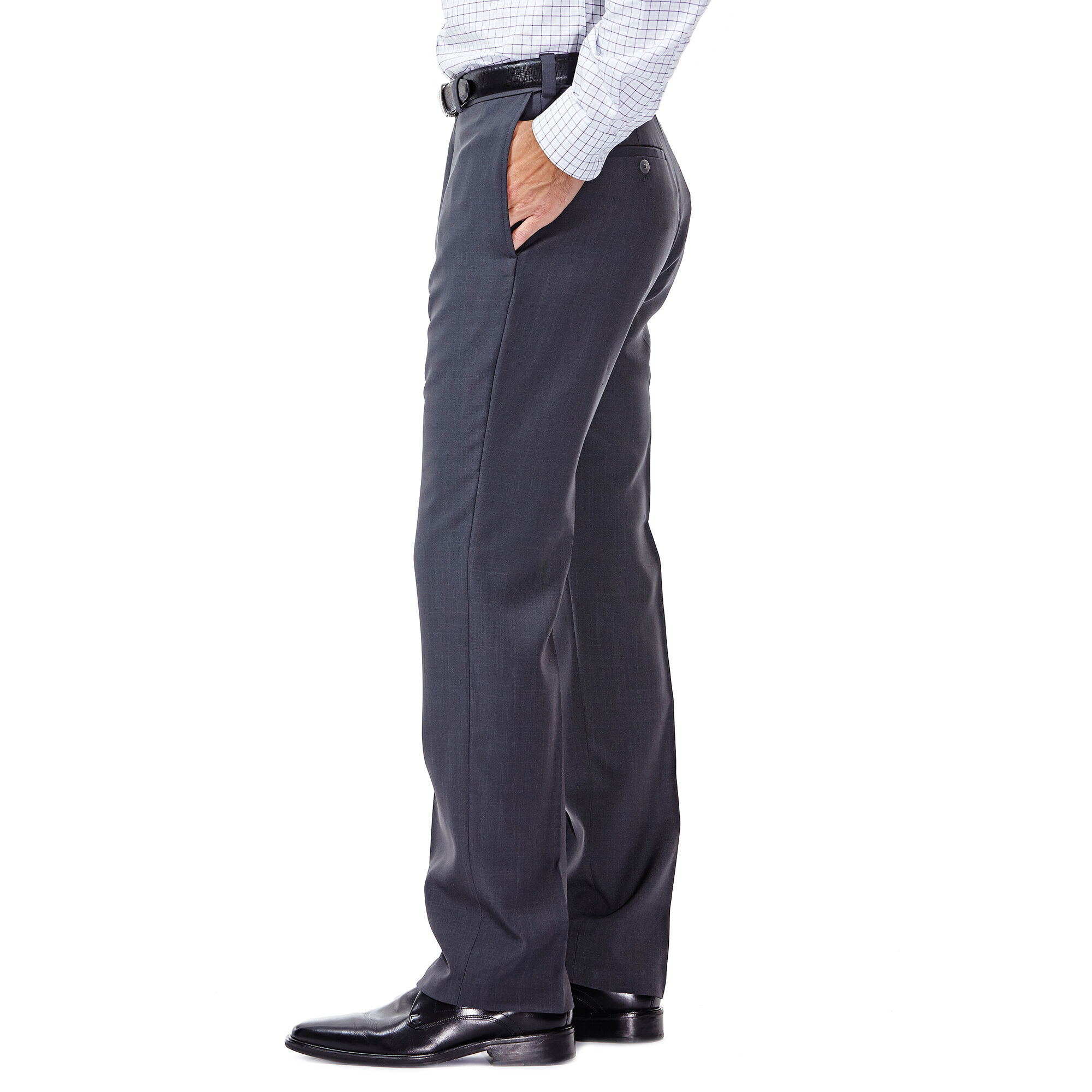 eCLo Stria Dress Pant Classic Fit Flat Front No Iron Haggar