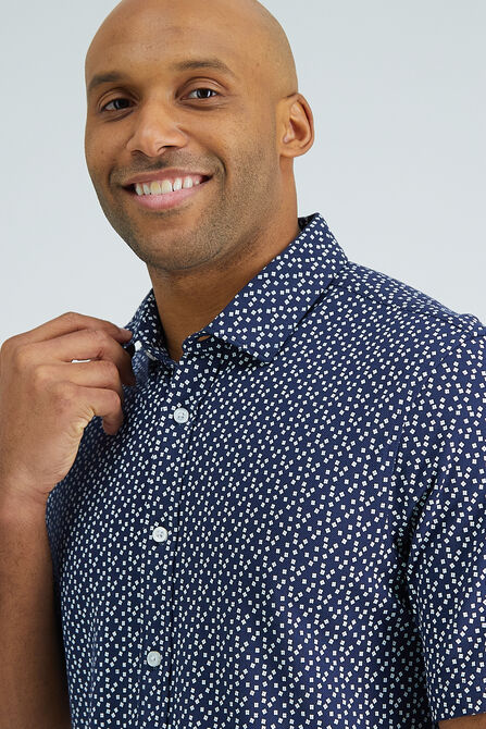 Pique Button Down Shirt - Geo Ditsy, DARK BLUE view# 3