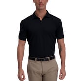 Quarter Zip Waffle Textured Polo, Black view# 1