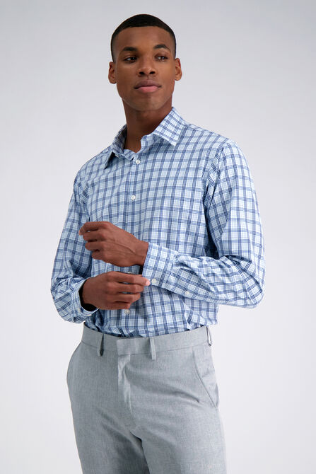 Smart Wash&trade; Dress Shirt - Blue Plaid, Chinchilla view# 1