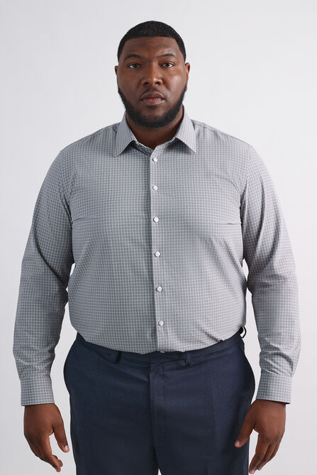 Big Smart Wash&reg; Dress Shirt - Medium Grey Grid, Medium Grey view# 1