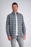 Long Flannel Plaid Shirt, Med Grey view# 1