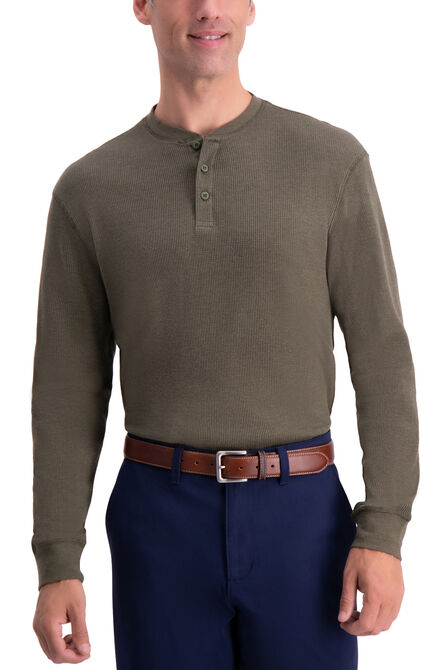 Thermal Henley,  Olive view# 1