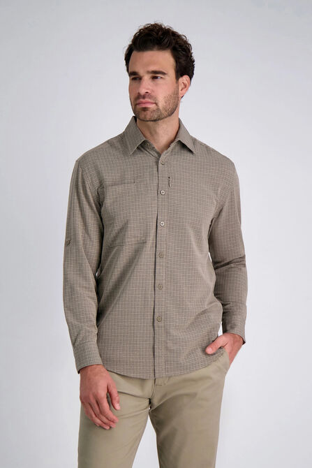 The Active Series&trade; Long Sleeve 2-Tone Plaid Hike Shirt, Khaki view# 1