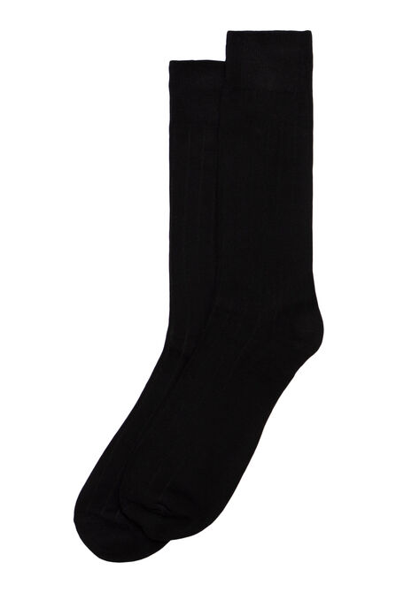 Dress Socks - Solid Ribbed, Black view# 1