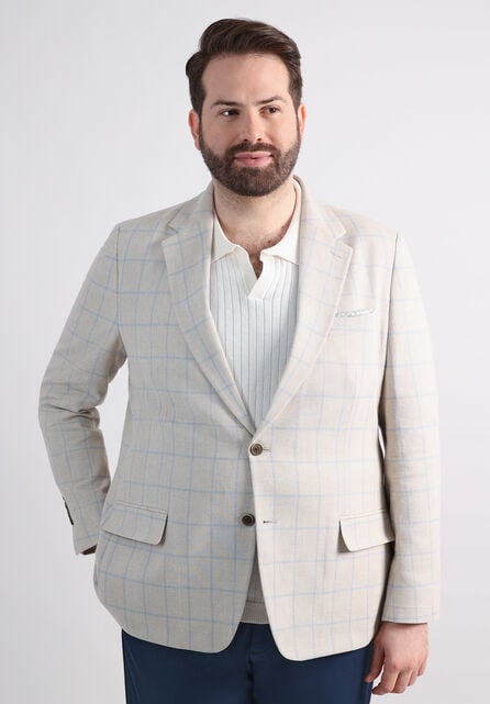 Big &amp; Tall J.M. Haggar Plaid Windowpane Sport Coat, Euro Blue