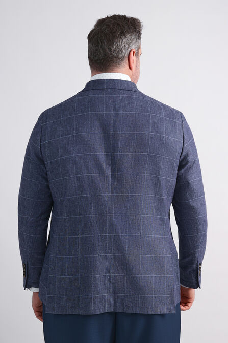 Big &amp; Tall J.M. Haggar Plaid Windowpane Linen Sport Coat, Chambray view# 2