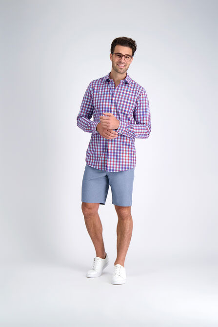 Smart Wash&trade; Dress Shirt - Red &amp; Blue Plaid, Red view# 3