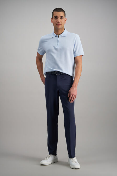 Premium Comfort Quarter Zip Jacquard Polo, Sky view# 3