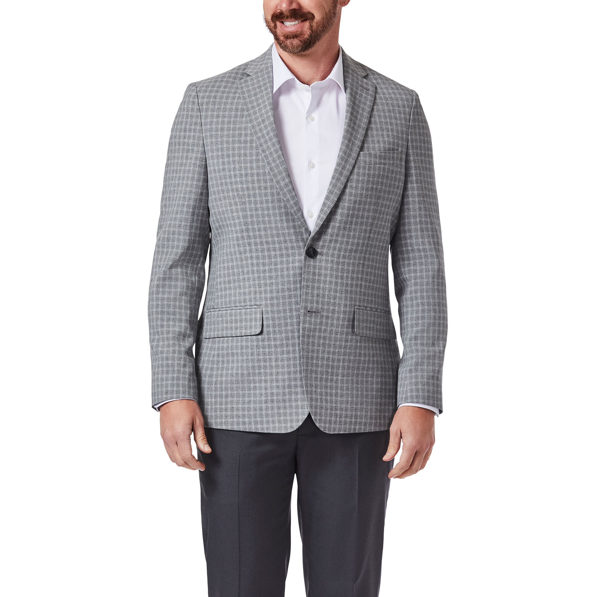 Haggar Small Grid Sport Coat Heather Grey (HJ00362 Clothing Suits) photo