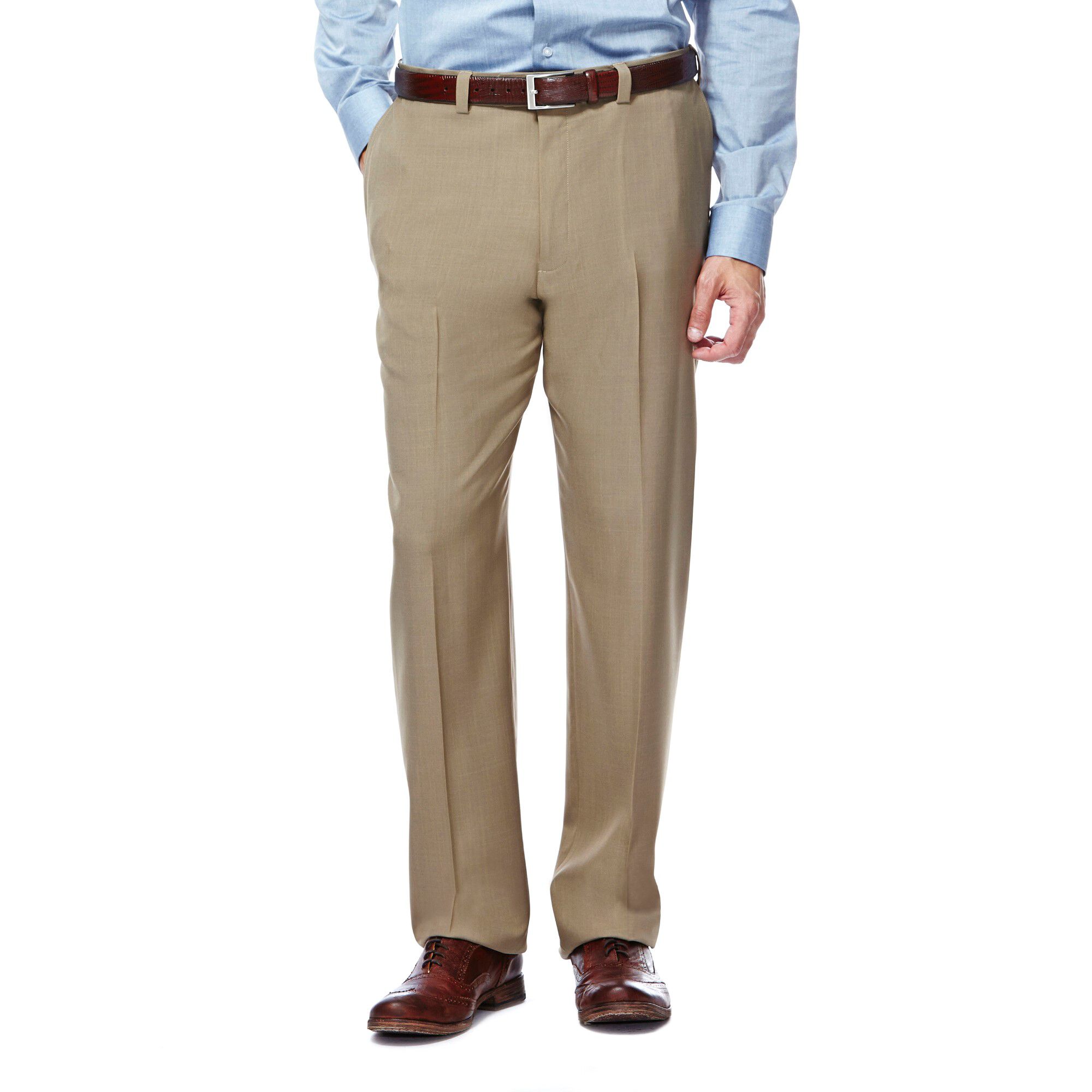 eCLo Stria Dress Pant Classic Fit Flat Front No Iron Haggar