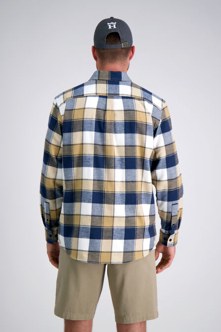 Long Flannel Plaid Shirt, Camel view# 2