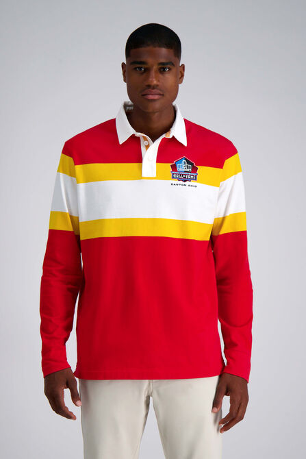 Pro Football Hall of Fame X Haggar - Vintage Wash Rugby Polo,  Crimson #293 view# 1