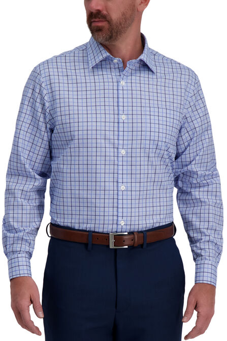 Light Blue Windowpane Premium Comfort Dress Shirt, Sky view# 1