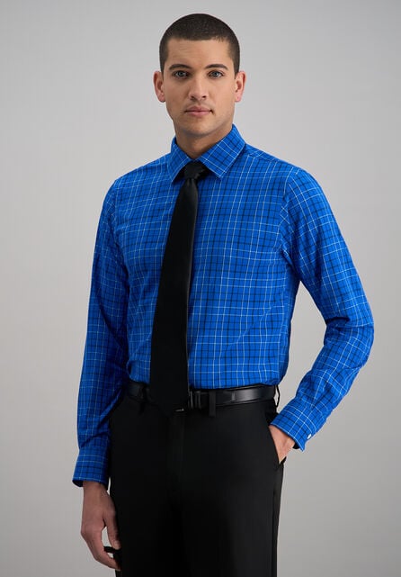 Smart Wash&trade; Dress Shirt - Blue Check, Medium Blue