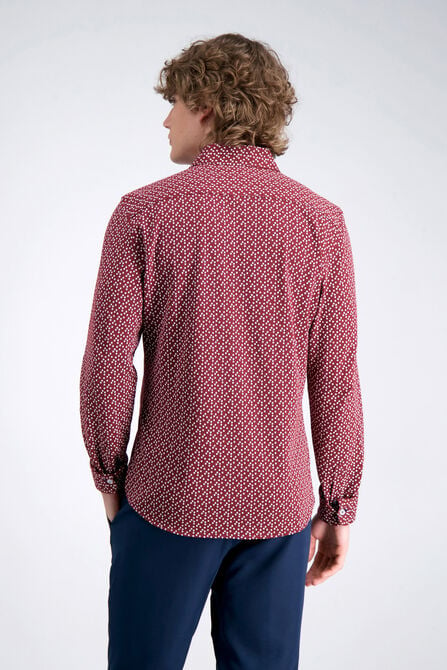 Long Sleeve Pique Shirt - Geo Ditsy, Heather Burgundy view# 2