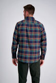Long Flannel Plaid Shirt, Teal view# 2