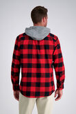 Long Flannel Plaid Shirt, Red view# 2