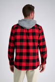 Long Flannel Plaid Shirt, Red view# 2
