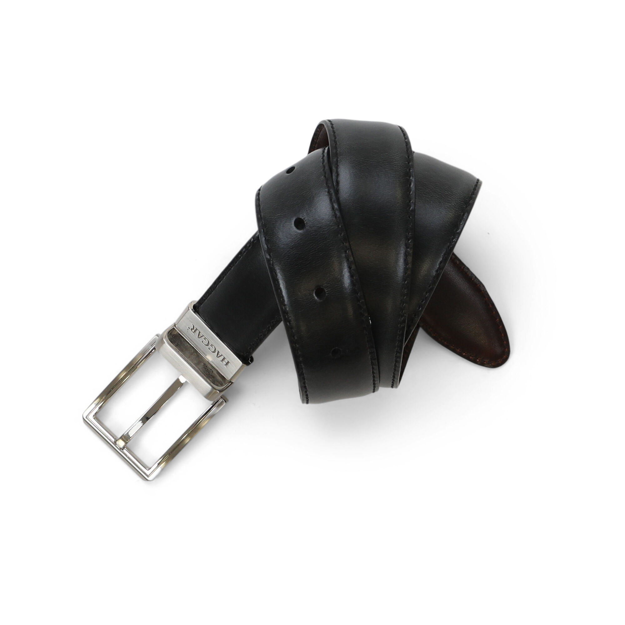 Haggar Reversible Belt - Black Charcoal Htr (11HH110Z06) photo