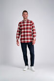 Long Flannel Plaid Shirt, Heather Burgundy view# 3