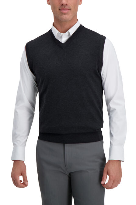 V-Neck Basic Sweater Vest, Bean view# 1