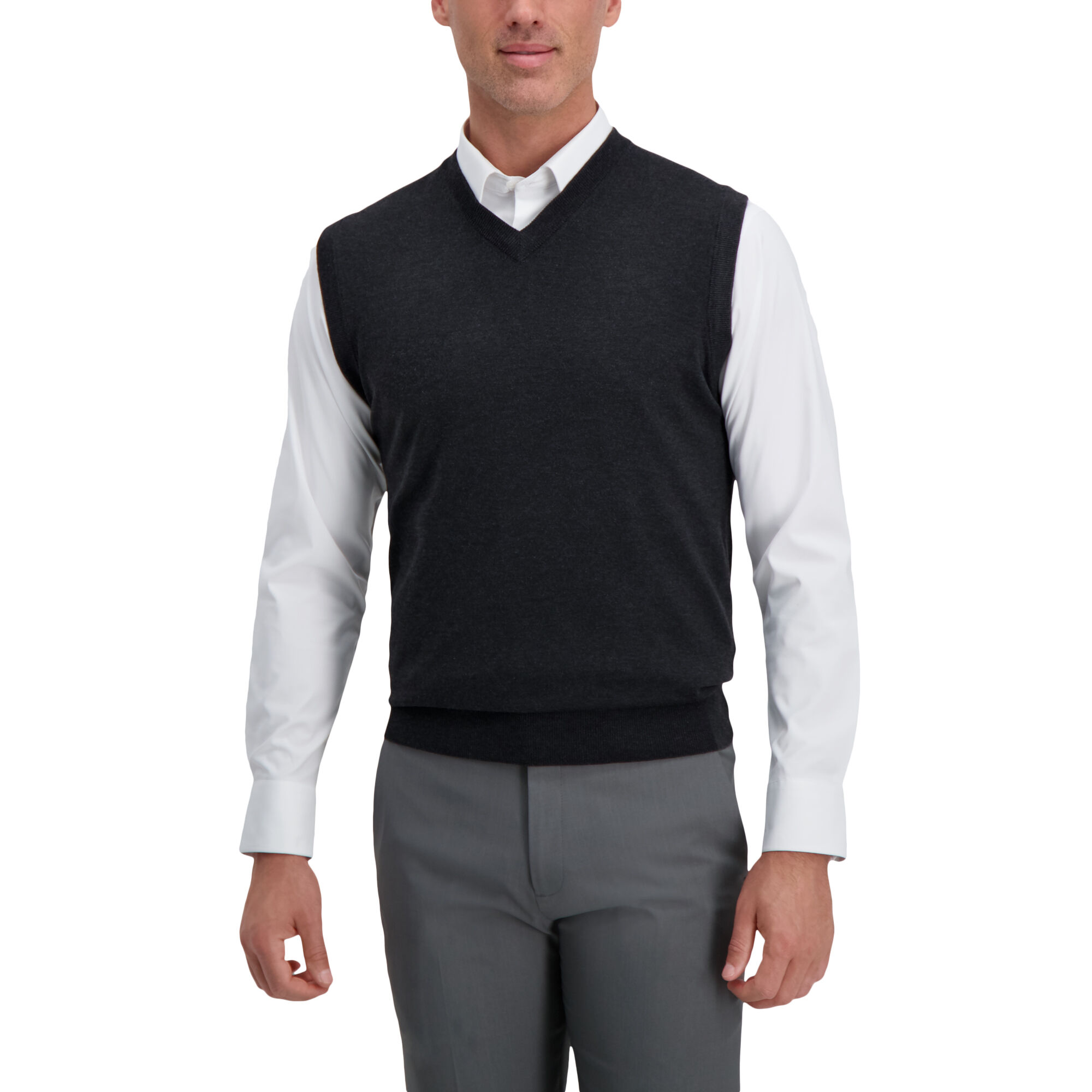 Haggar V-Neck Basic Sweater Vest Bean (HGHF0S6216 Clothing Shirts & Tops) photo
