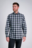 Long Sleeve Brushed Cotton Plaid Shirt, Dark Green view# 1