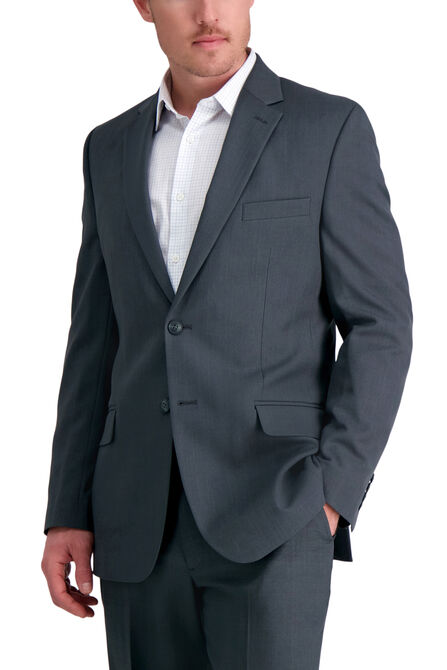 Travel Performance Stria Suit Jacket, Dark Heather Grey view# 1