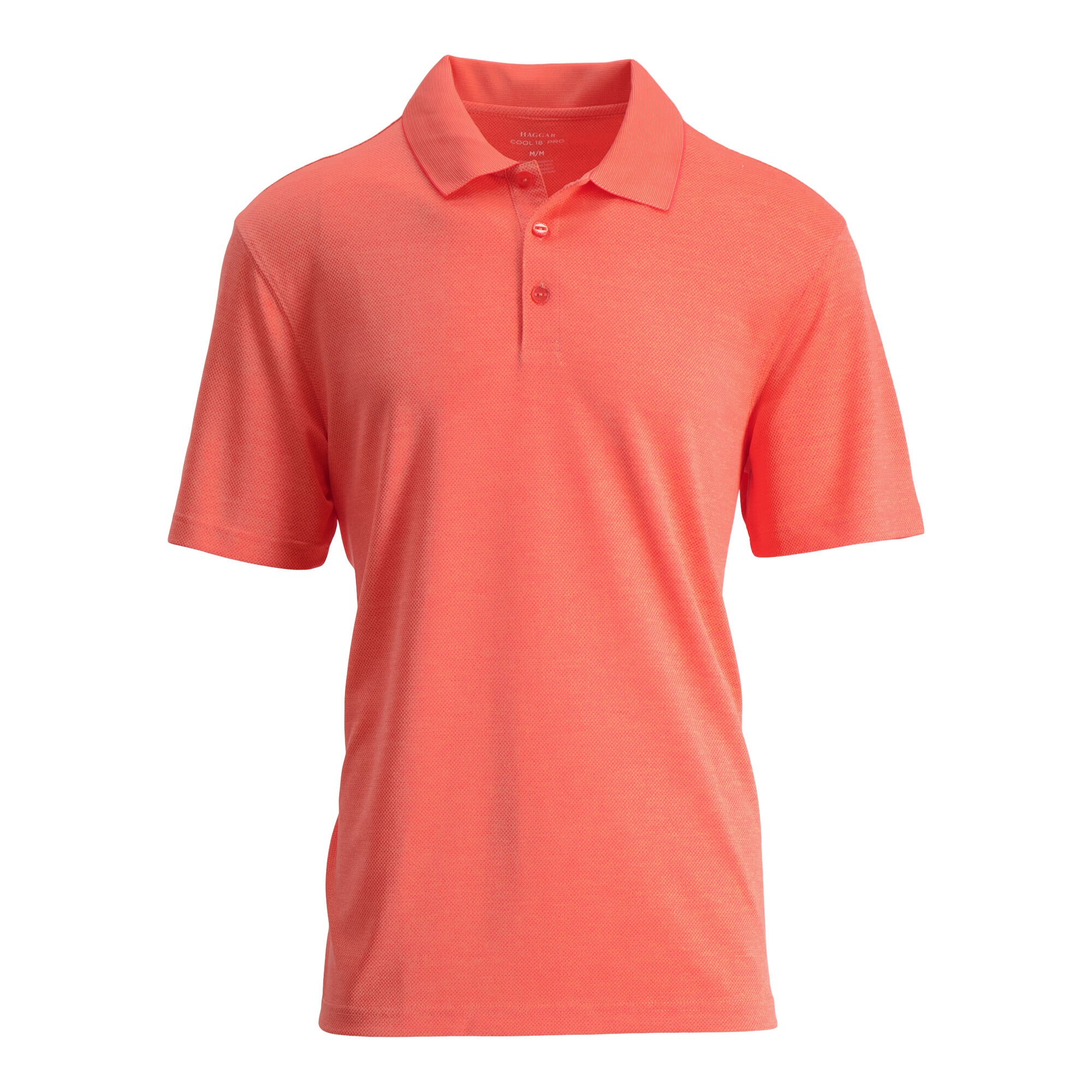 Haggar Cool 18 Pro Textured Golf Polo Living Coral (028462 Clothing Shirts & Tops) photo