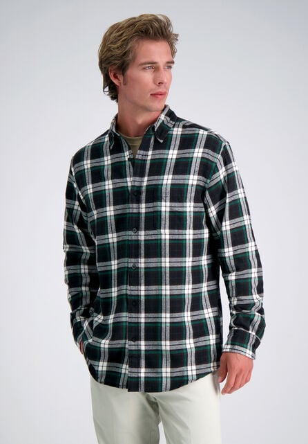 Long Sleeve Flannel Shirt, Black