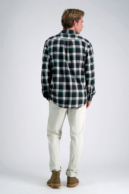 Long Sleeve Flannel Shirt, Black view# 5