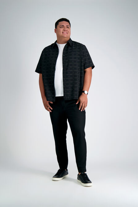 Big &amp; Tall Microfiber Plaid Shirt, Black view# 3