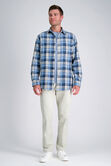 Long Sleeve Flannel Plaid Shirt, BLUE view# 3