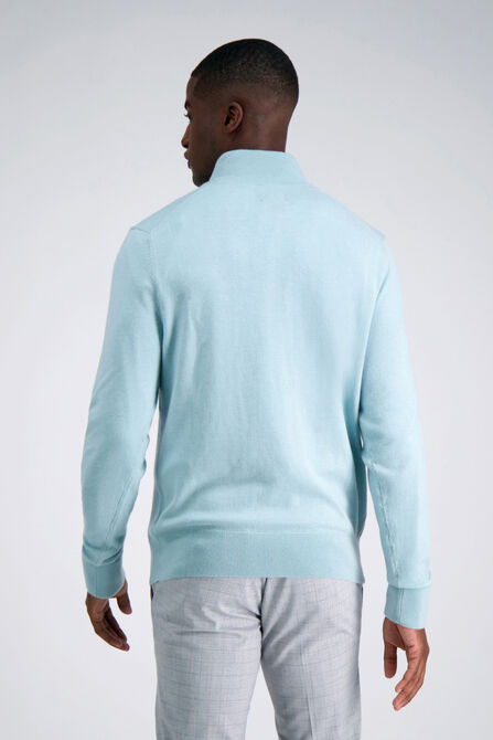 Long Sleeve Zip Sweater, Turquoise / Aqua view# 2