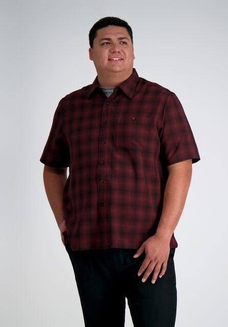 Big &amp; Tall Microfiber Plaid Shirt, Windsor WIne