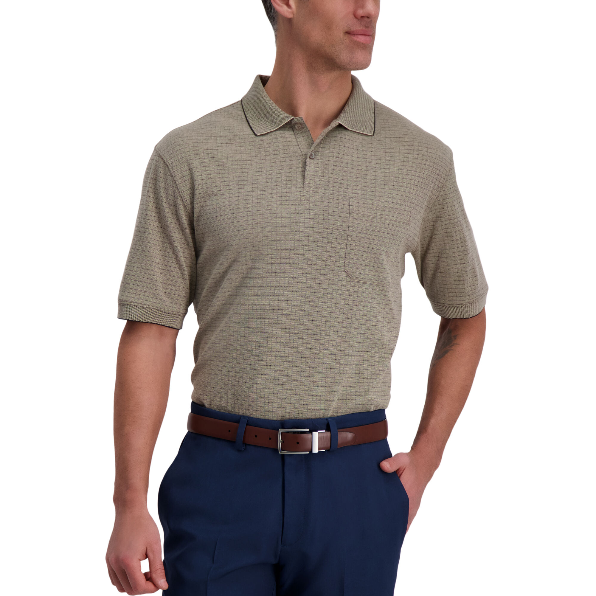 Haggar Mini Box Print Polo Bamboo (038436) photo